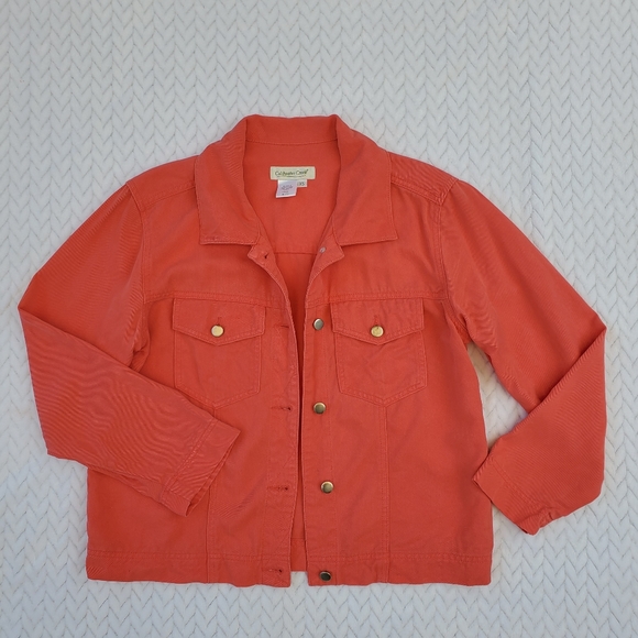 Coldwater Creek Coral Pink Tencel Button Down Jean Jacket Size XS - Picture 2 of 7